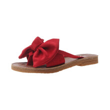 Damen-Flip-Flops aus Wildleder mit Schleife, flache Sandalen