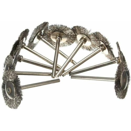 10 stk. rustfrie stålbørster, skivebørster, rundbørster, 25 mm diameter for 1