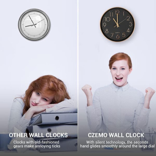 Quartz Wall Clock Rose Gold 25cm Silent Round 1