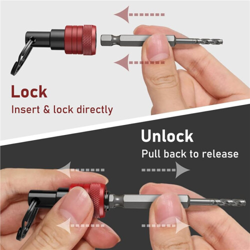 4X Upgrade Drill Bit Holder Key Chain 6pc, 1/4 Bit Holder for Impact Driver, for Screwdriver & Drill Bits 2