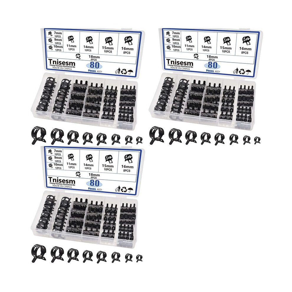 240Pcs Spring Band Hose Clamps Assortment Kits Silicone Vacuum Hose Pipe Clamp 7Mm 9Mm 10Mm 11Mm 14Mm 15Mm 16Mm 18Mm 4711063585644