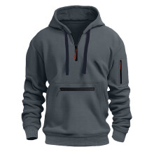 Herenhoodie met rits, zakken en lange mouwen in effen kleur.