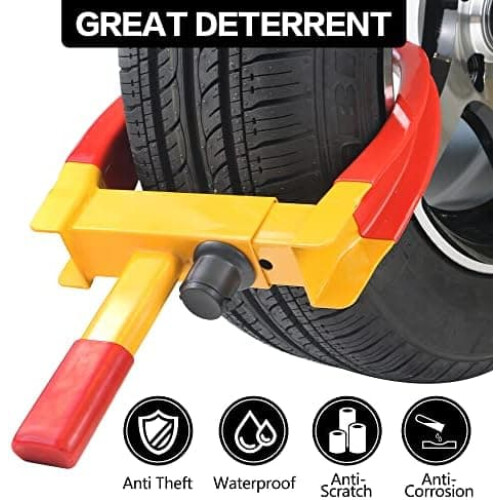 KAYCENTOP wheel clamp lock red yellow universal adjustable 2