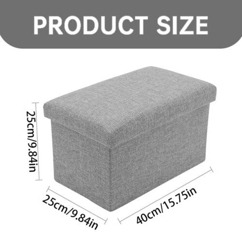 Grey Folding Storage Bench Ottoman 15.75x9.84x9.84 Inch 2