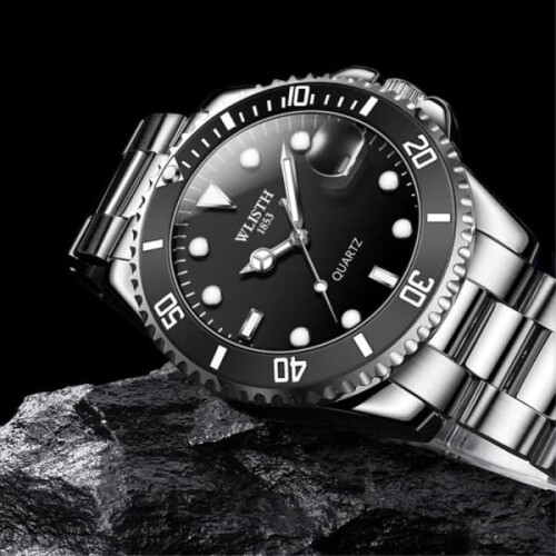 Men's Analog Metal Wristwatch Black 2