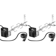 2X Rotisserie Grill Kit Universal with 71.12cm Spray Rod Complete Bracket and Universal Grill Fixing Screws-US Plug