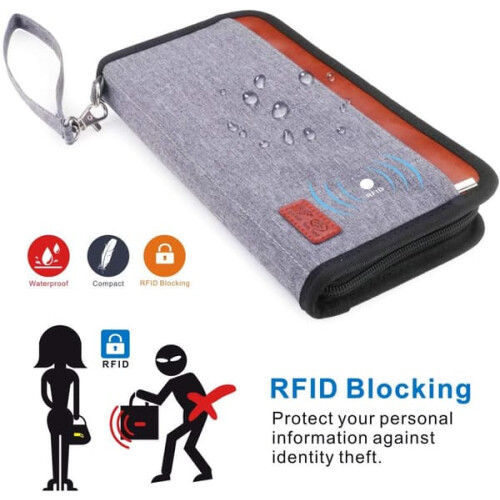 Passport case RFID blocking waterproof grey 2