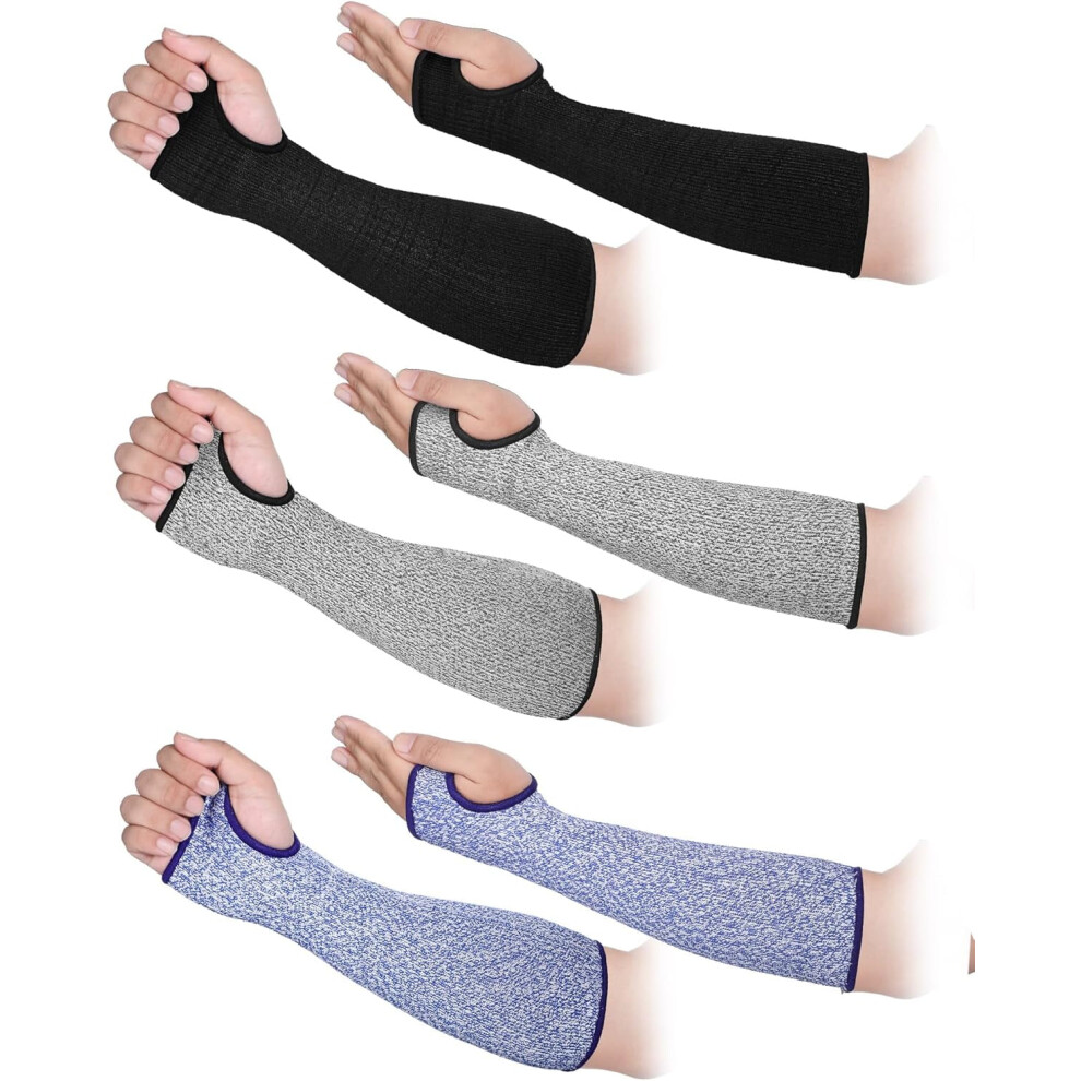 Cut Resistant Arm Sleeves With Thumb Hole 3 Pairs 9023022098726