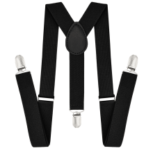Men's Black Adjustable Elastic Suspenders 110cm2.5cm