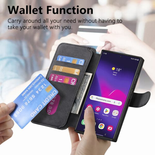 Capa com proteção RFID e MagSafe, design separável em duas peças, compatível com a série Samsung Galaxy (roxa), compatível com Samsung A04S. 1