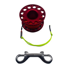 Scuba diving reel with double-ended bolt snap red