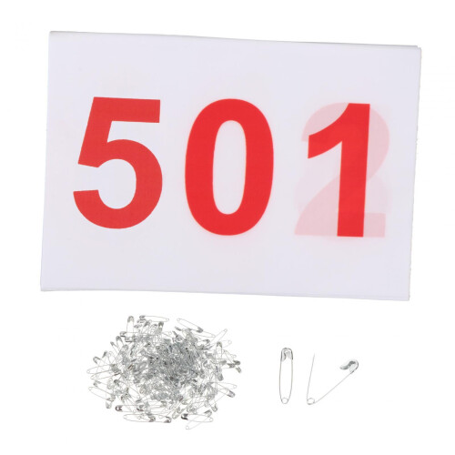 Running Bibs Athlete Numbers Reusable with Pins 100 pcs