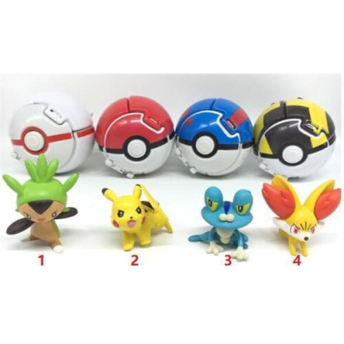 Σετ 4 τεμαχίων Pokéball με φιγούρα δράσης Throw N Pop 1
