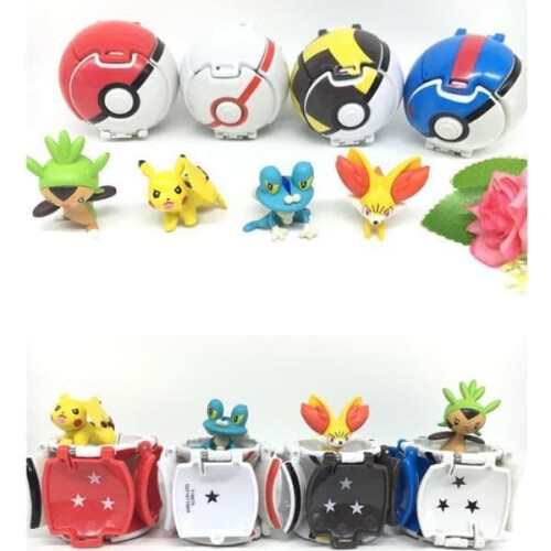Σετ 4 τεμαχίων Pokéball με φιγούρα δράσης Throw N Pop 2