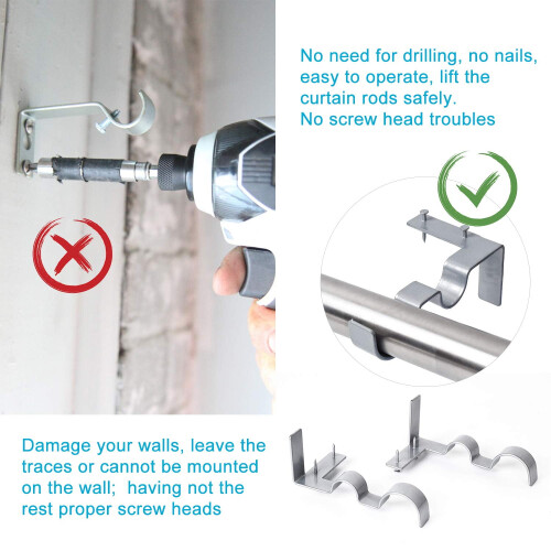 Curtain Rod Brackets Set Adjustable 2 Pairs 2