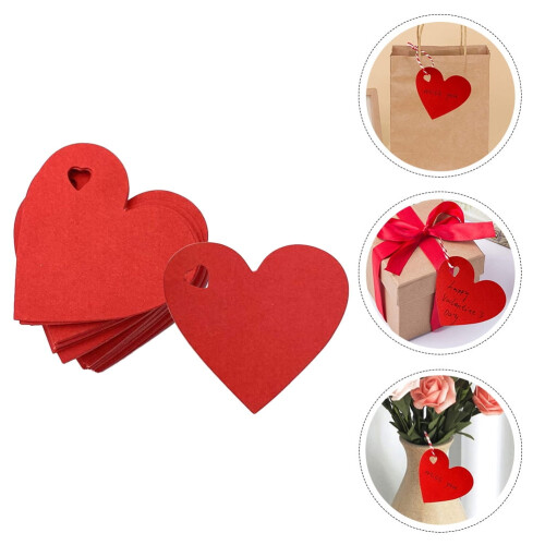 Heart-shaped paper gift tags red 200 pcs