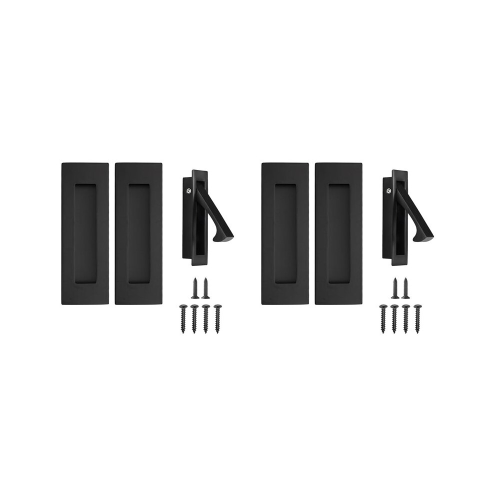 Pocket Door Handles And Pull Matte Handles Hardware ,Recessed Finger Flush Pulls 6Pcs Black 6031710300924