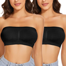 2er-Pack trägerloses, kabelloses Bralette mit vollständiger Bedeckung für Damen