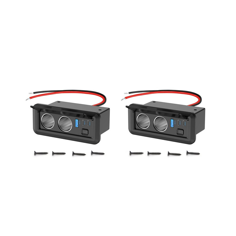 2X Dual Lighter Socket 78W 12V Usb Outlet Dual Usb-C Pd & Qc3.0 Car Charger Port With For Bus Boat 6031211900708