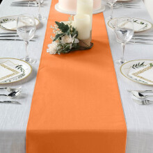 Camino de mesa de poliéster color naranja, 12 x 108 pulgadas, 5 piezas