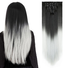 Extensiones de cabello sintético de doble trama, 7 piezas, largas y onduladas.