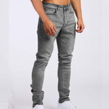 Jeans caol stráice stróicthe gorm liath éadrom do fhir