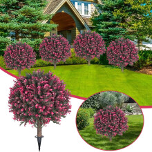Boules de buis artificielles en forme de rose, lot de 2, 56 cm (22 pouces).