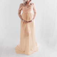 Maternity Dress Summer Short Sleeve Ribbed Bodycon B-Orange