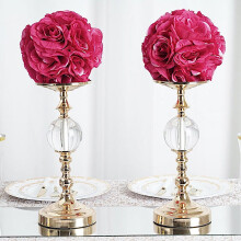 Pomanderkugel aus fuchsiafarbenen Rosen, 18 cm, Hochzeitsdekoration zum Aufhängen