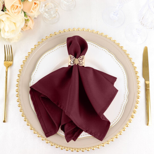Serviettes de table bordeaux en polyester, 20 pièces, 43 cm (17 pouces)