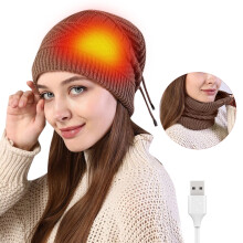 Set căciulă și ghetre tricotate încălzite prin USB, 2 piese