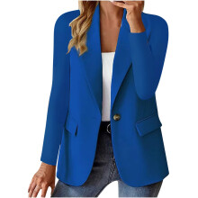 Damenblazer, einfarbig blau, mit einem Knopf