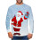 Pull de Noël homme à col rond bleu clair 3D 1