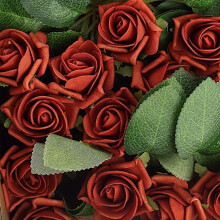 Roses artificielles en mousse couleur terre cuite, 5 cm, 24 tiges