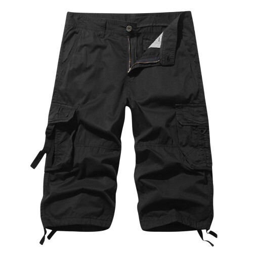 Bermuda cargo capri masculina com cinto, comprimento abaixo do joelho.