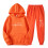 Conjunto feminino de moletom com capuz e calça comprida laranja 1