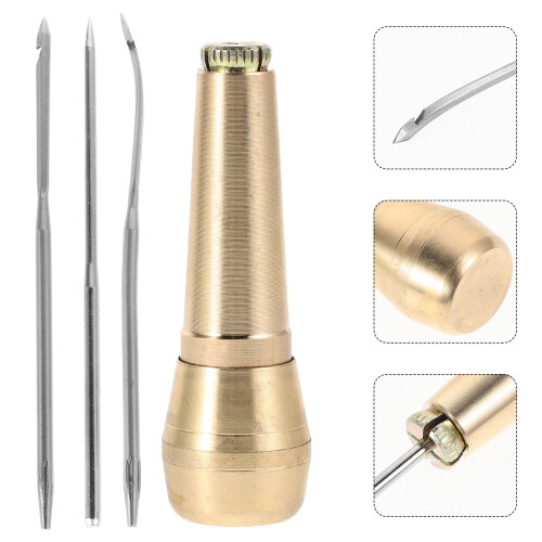 Sewing Awl Kit with Copper Handle and Assorted Needles
