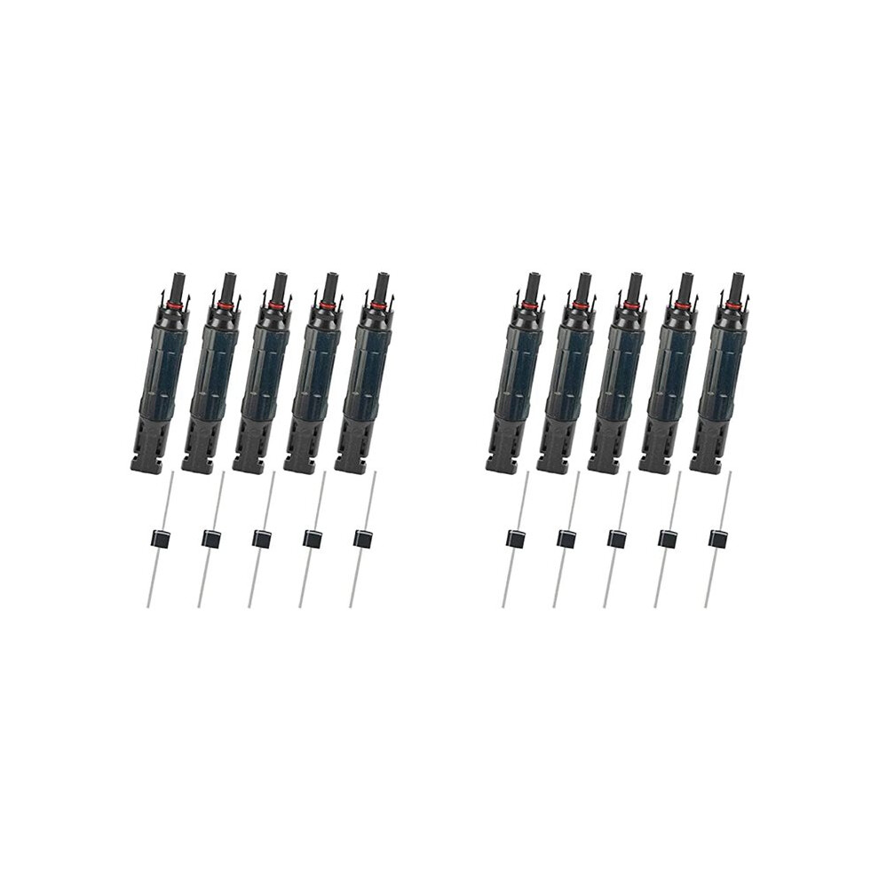 10 Pcs Pv Solar Panel Connector Male/Female 15A Built-In Diode Inline Fuse Solar Wire Connectors Waterproof 6031406051864