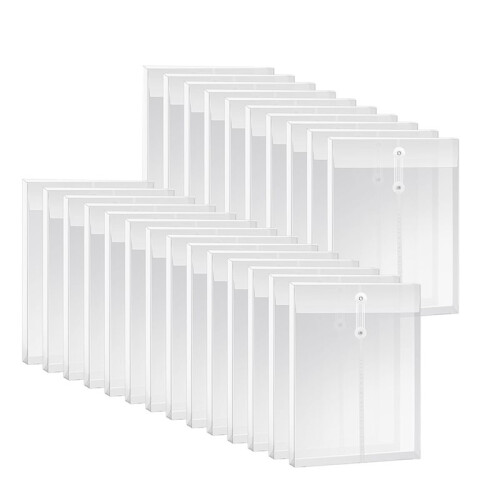 A4 Size Clear Plastic Envelopes with String Closure, Expandable Files Document Folder, File Bag for Office 48Pcs 1