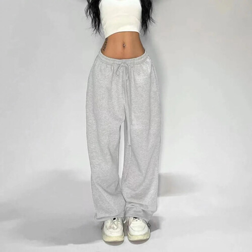 Calça casual de verão, cor sólida, modelagem solta (1 par)