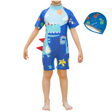 Kids swimsuit for girls and boys blue print short sleeve