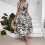 Vestido elegante sem mangas com estampa de zebra e decote em V 1