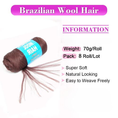 Brazilian Wool Acrylic Yarn for Braids 1/4/8 Rolls 1