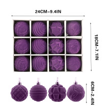 Christmas Ball Ornaments Purple Velvet 12 pcs