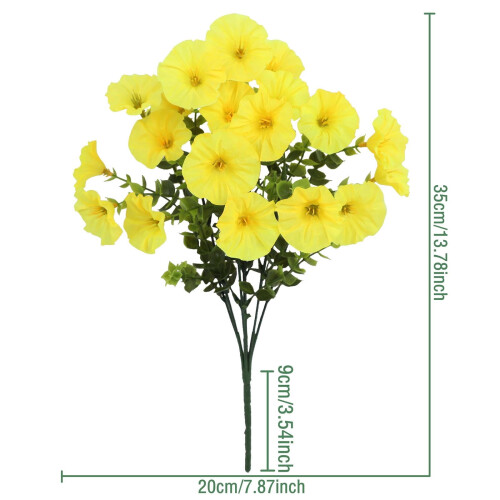 Summercome4PCS Κίτρινα Τεχνητά Φυτά Morning Glory, Λουλούδια από Ψεύτικο Μετάξι Ανθεκτικά 1