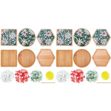 2 Juego de Artesanía de Mosaico DIY de 3 Estilos, Juego de Posavasos de Bambú con Mosaico Floral para Decoración del Hogar Hecha A Mano