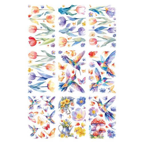 Pegatinas reutilizables para ventanas de primavera (9 hojas)