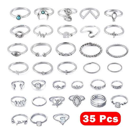 Vintage knogringar set guld silver 35 delar