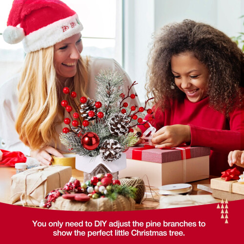 Artificial Mini Tabletop Christmas Tree with Ornaments Red 1