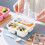 Contenitore per alimenti Bento Box con 3 scomparti, colore beige. 2